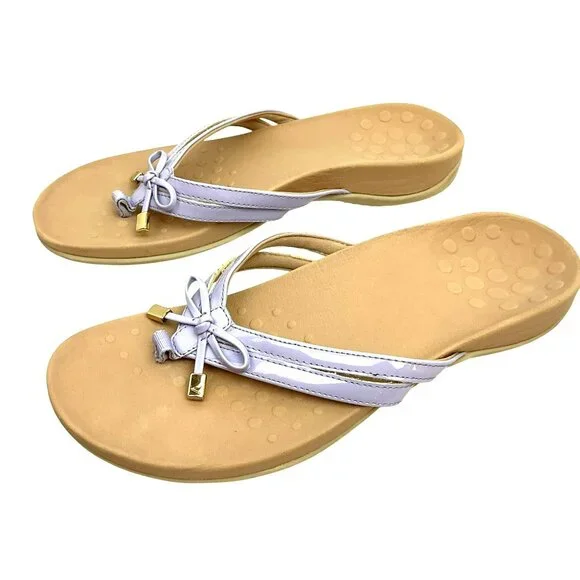 Vionic Bella Bow Patent Orthotic Thong Sandals Womens 8.5 - Picture 1 of 8